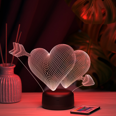 3D светильник  Светильник "Два сердца"
