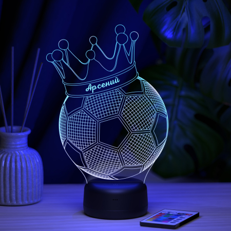 3D светильник  Светильник "Мяч с короной с именем Арсений"