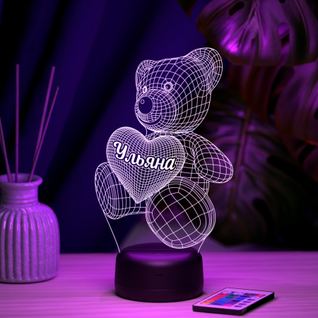3D светильник  Светильник "Мишка с именем Ульяна"