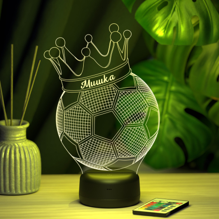 3D светильник  Светильник "Мяч с короной с именем Мишка"