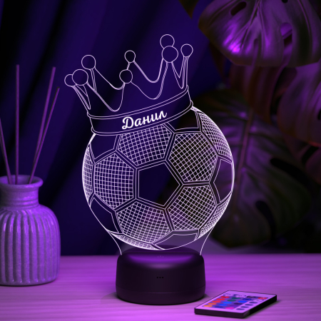 3D светильник  Светильник "Мяч с короной с именем Данил"