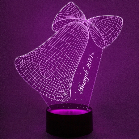 3D светильник  Колокольчик - подарок на последний звонок